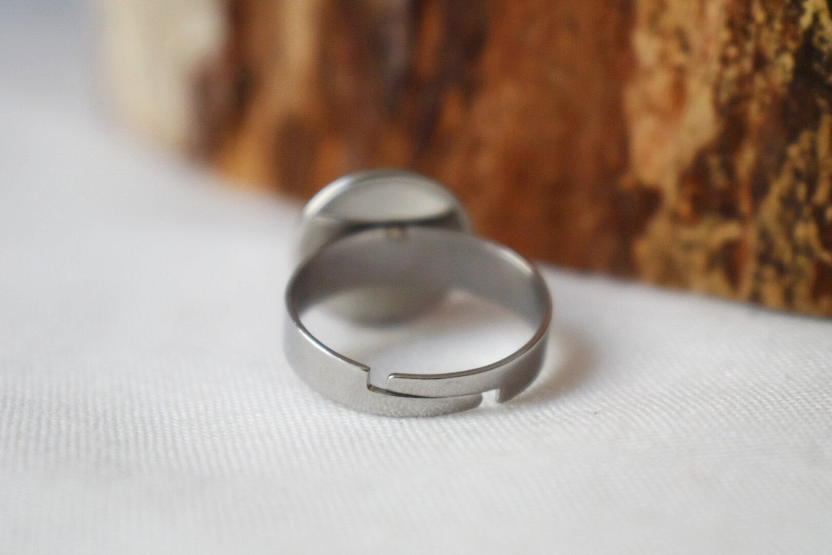 Adjustable Tiger Eye Ring: Stainless Steel Gemstone Jewelry