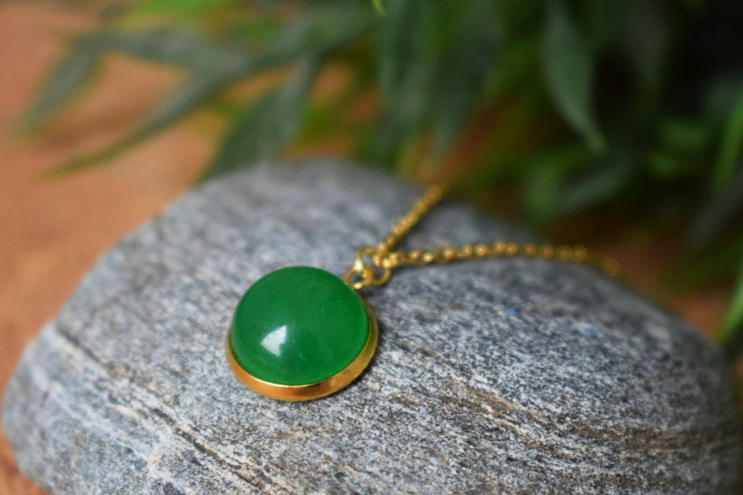 18k Gold Plated Green Agate Stud Earrings: Minimalist Gemstone Jewelry