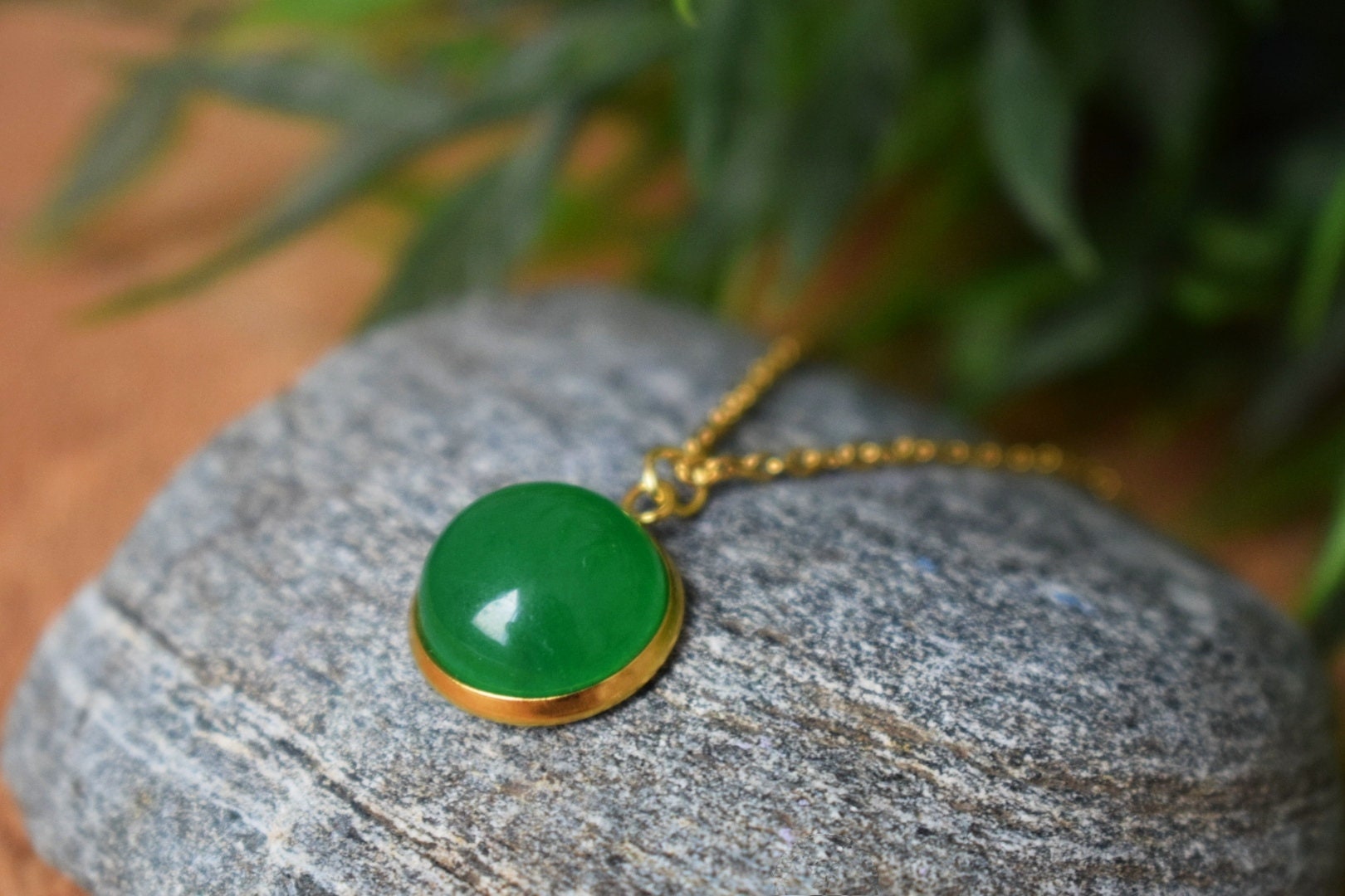 18k Gold Plated Green Agate Stud Earrings: Minimalist Gemstone Jewelry