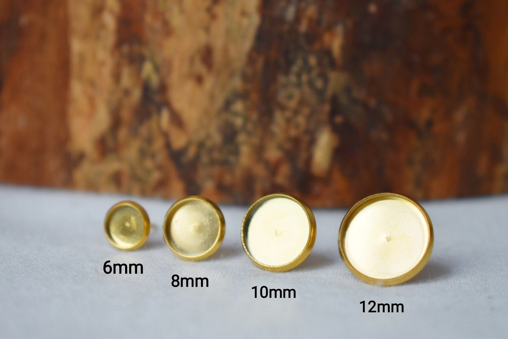Mini Tiger Eye Stud Earrings: Gold Plated Stainless Steel, 6mm