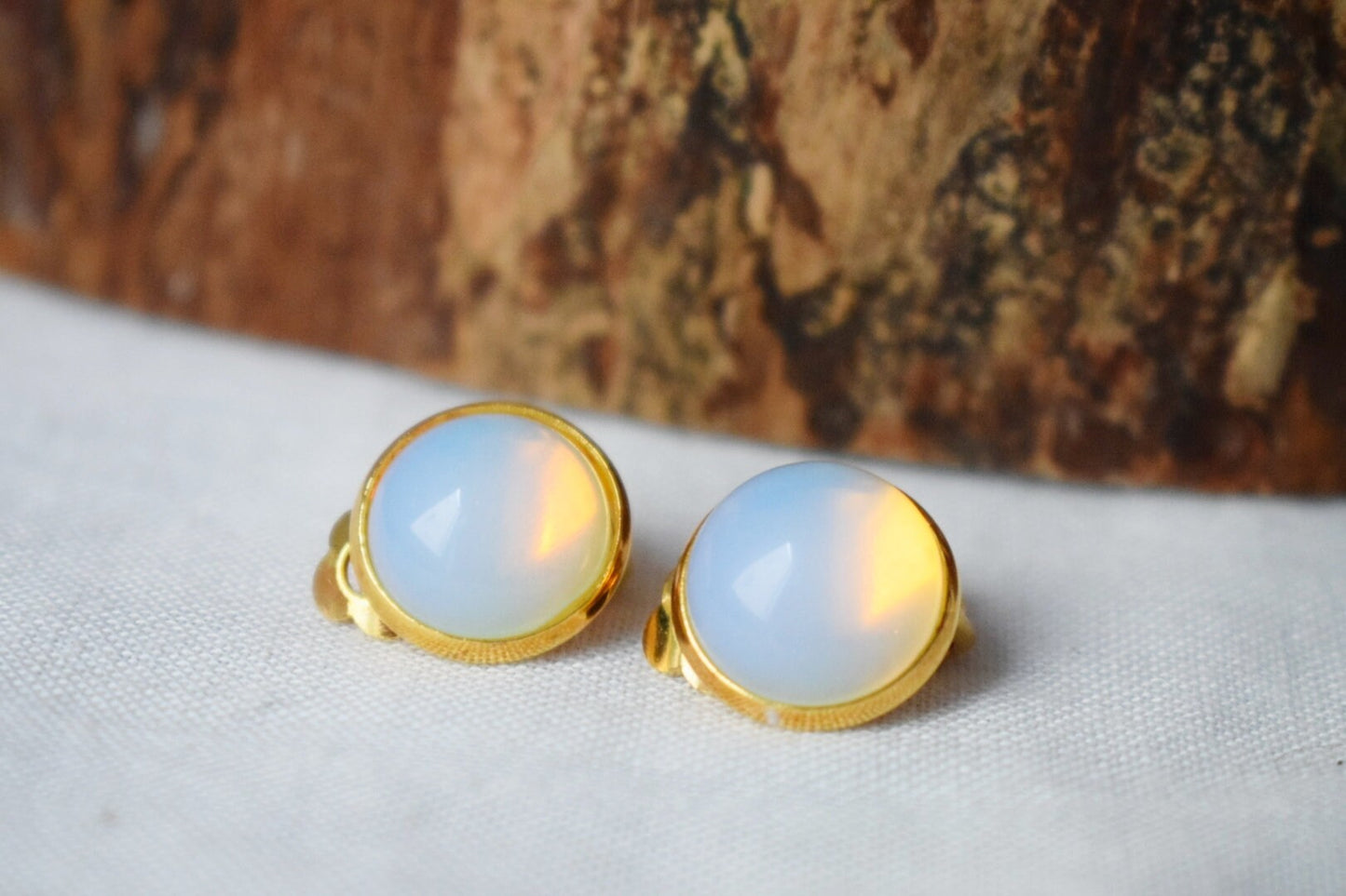 Opalite Clip On Earrings: Gemstone Ear Jewelry