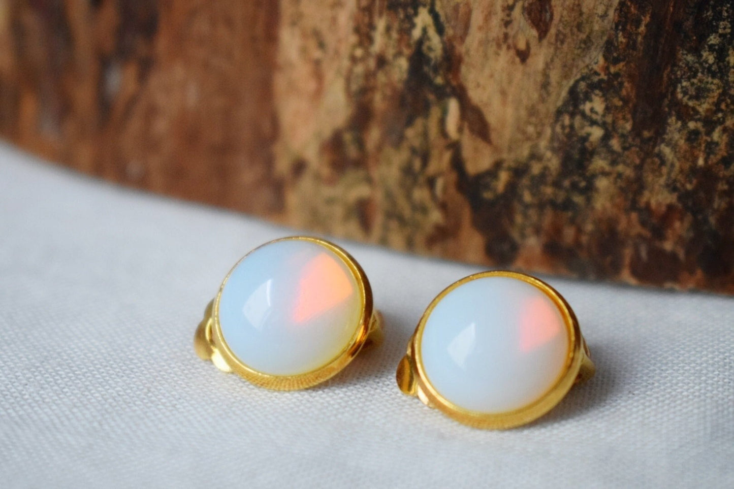 Opalite Clip On Earrings: Gemstone Ear Jewelry