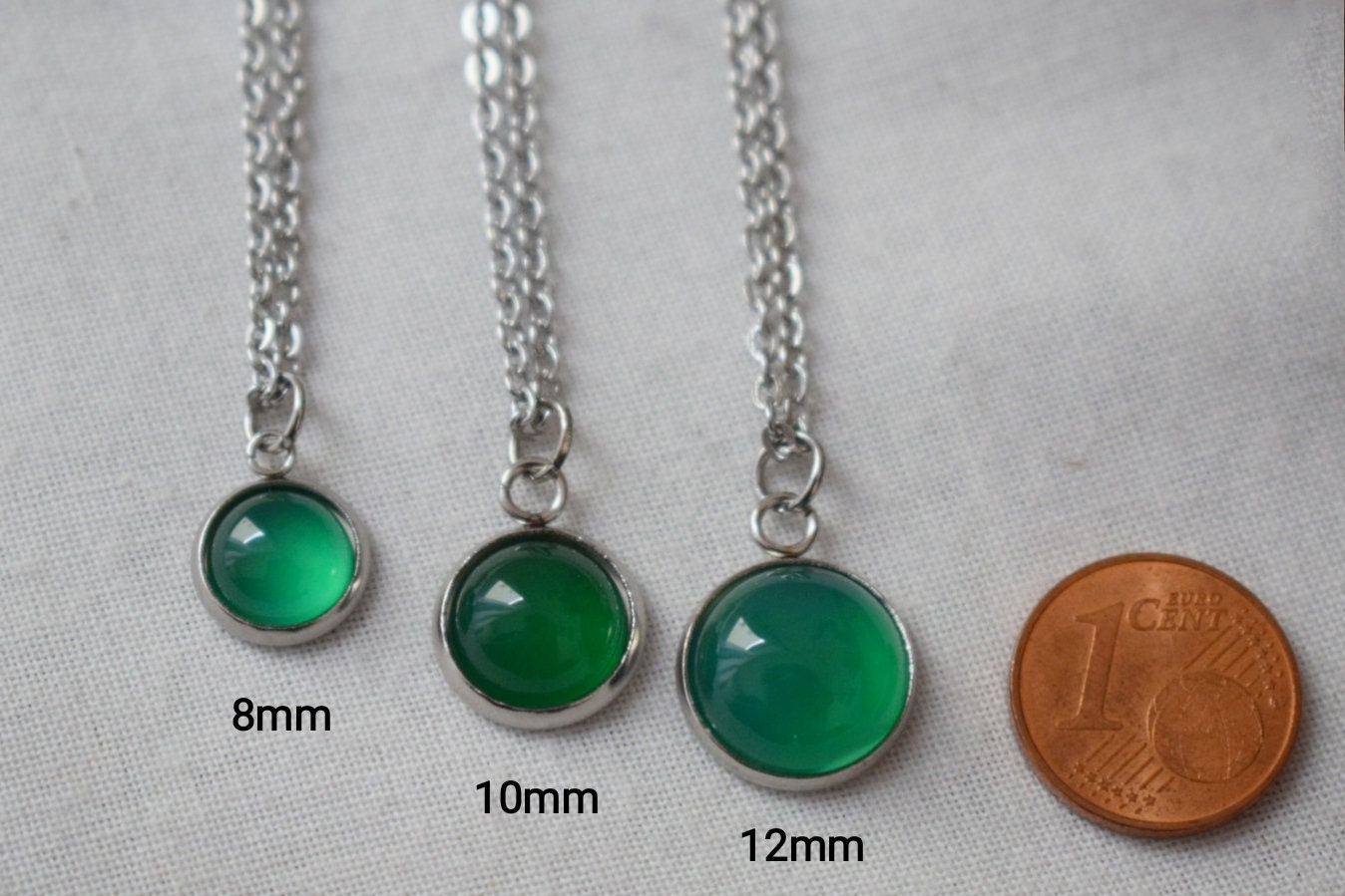 Halskette Grüner Achat Gold, Edelstein, Grüne Runde Halskette, Stein, Grüner Achat Anhänger, Achat Geburtsstein Schmuck, Edelstein, Geschenk für sie