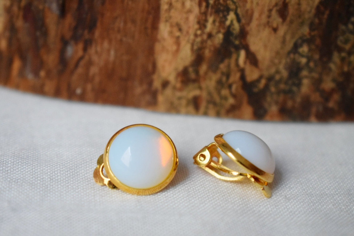 Opalite Clip On Earrings: Gemstone Ear Jewelry