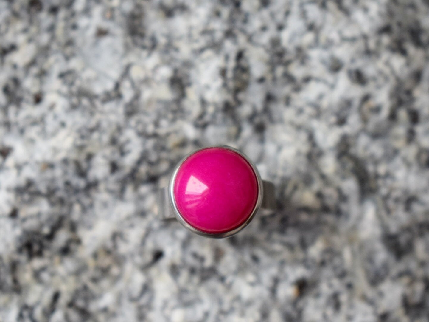 Magenta Pink Jade Ring: Adjustable Stainless Steel, Gemstone Jewelry, Gift For Her