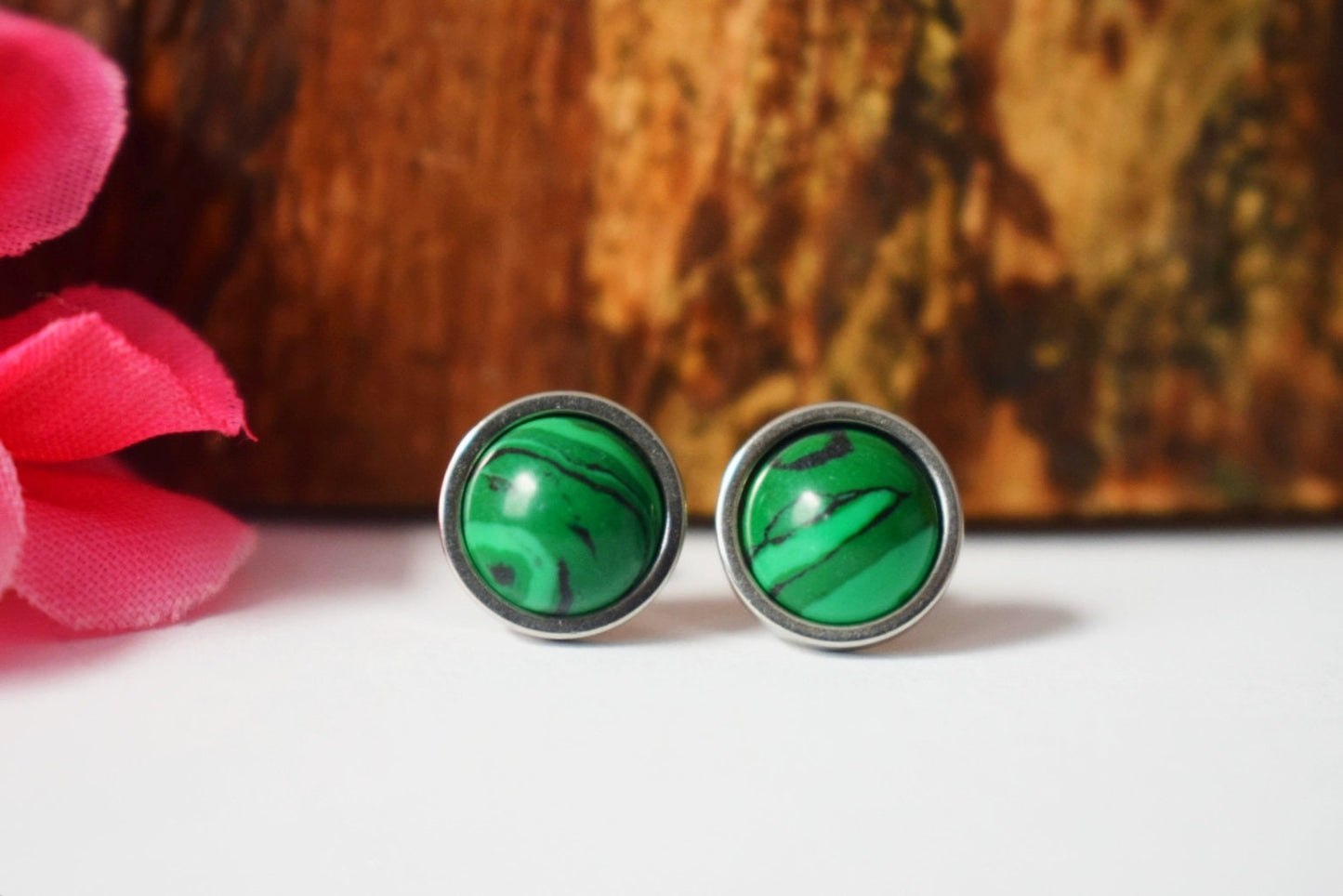 Malachite necklace, Green jewelry, Gift for her