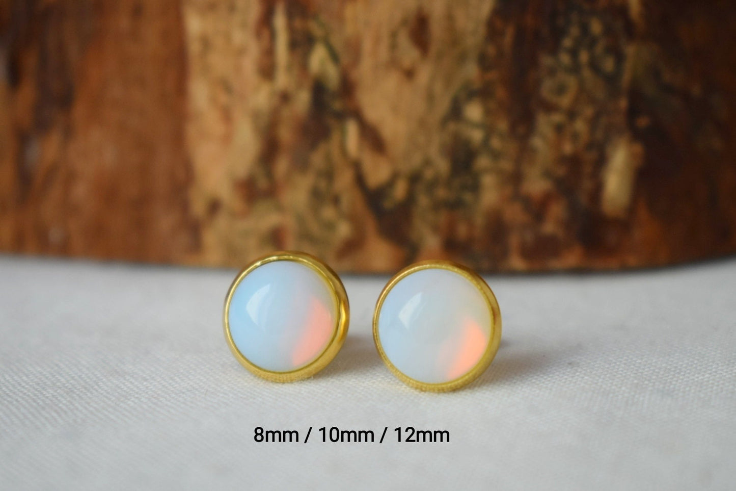Opalith Mondstein Ohrringe, Regenbogen Edelstein Ohrhänger, 18k vergoldeter Edelstahl, Brautjungfern Schmuck, Geschenk für Sie