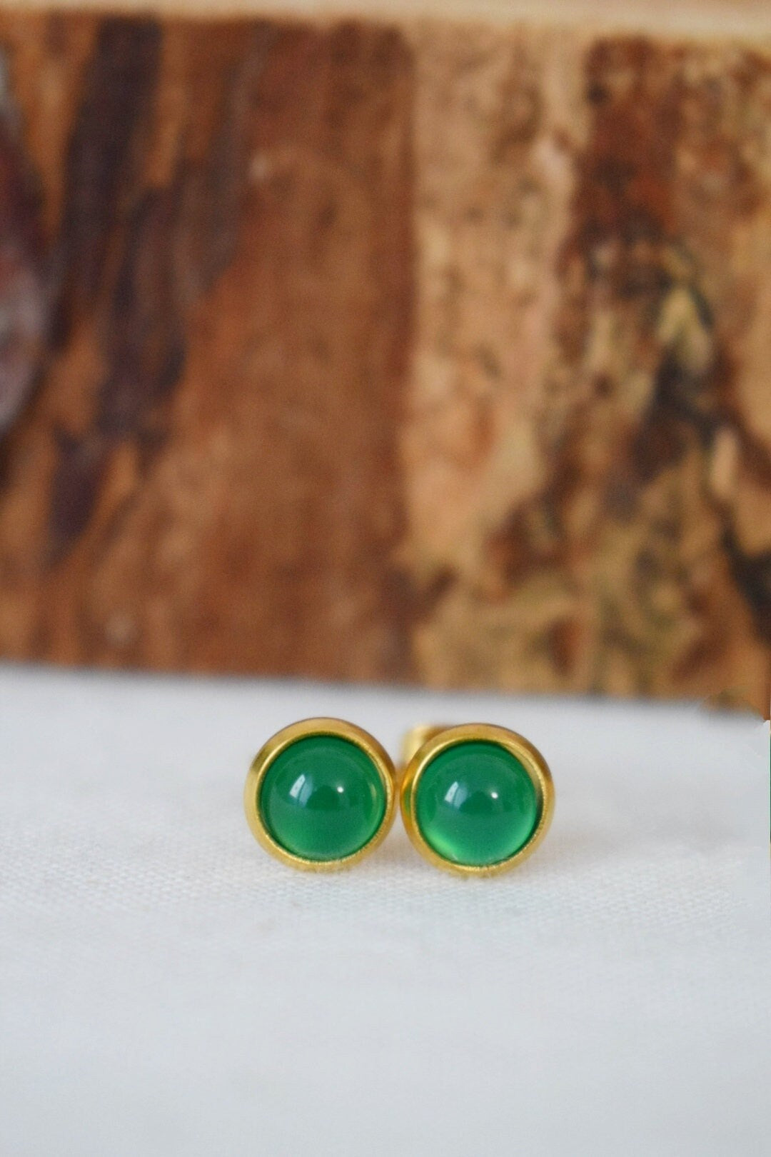 Green Agate Stud Earrings, Gemstone Jewelry, Birthday gift for her