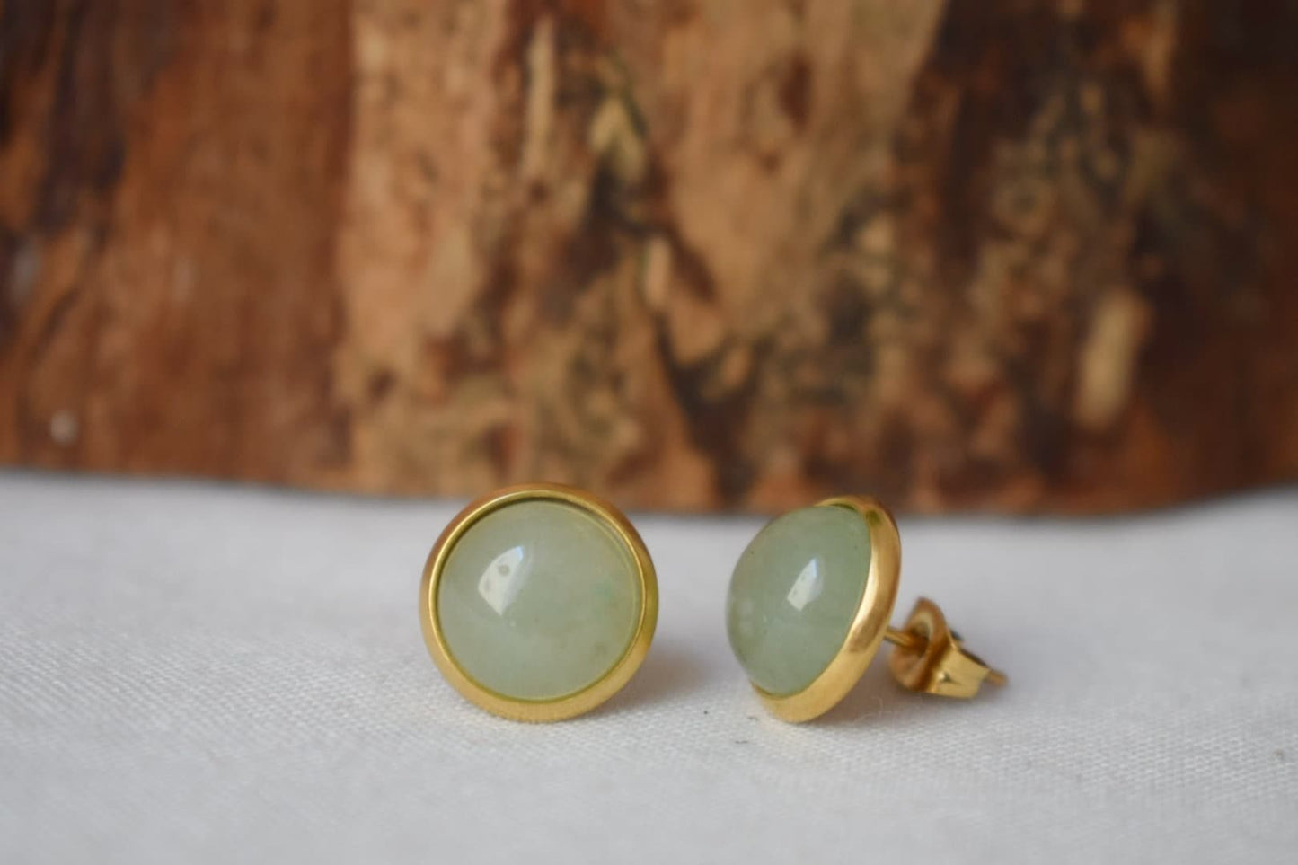 Grüne Aventurin Ohrstecker Gold, Aventurin Edelstein Gold Ohrringe, Grüner Stein, Geburtsstein, Geburtstagsgeschenk für ihre Mutter Frau
