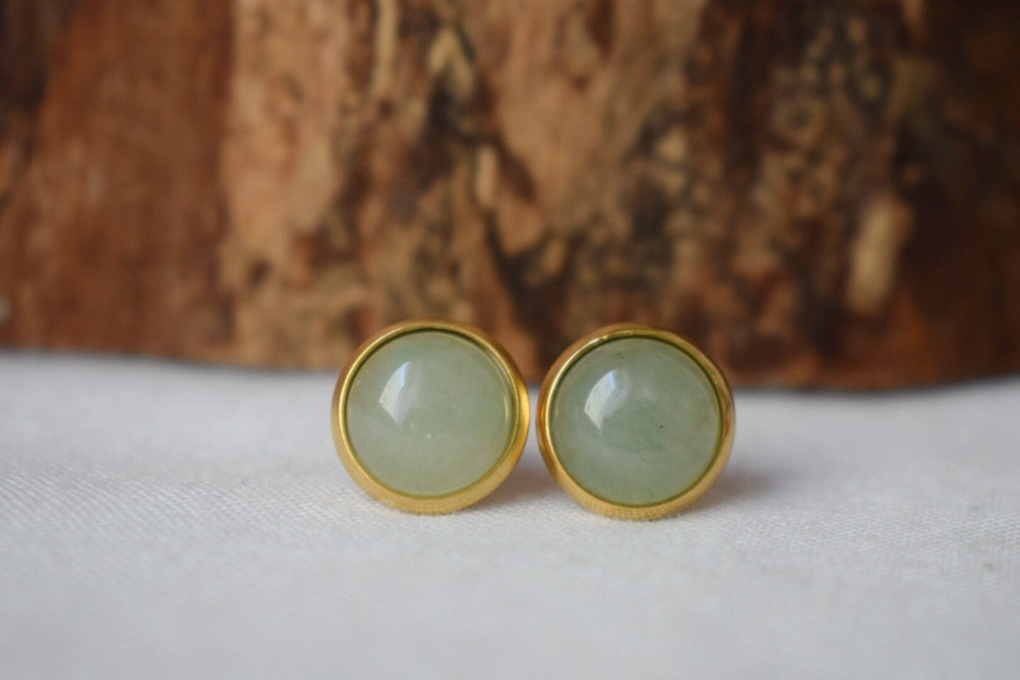 Grüne Aventurin Ohrstecker Gold, Aventurin Edelstein Gold Ohrringe, Grüner Stein, Geburtsstein, Geburtstagsgeschenk für ihre Mutter Frau