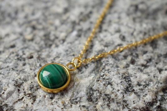Malachite Necklace: Green Natural Gemstone Jewelry, Gift for her