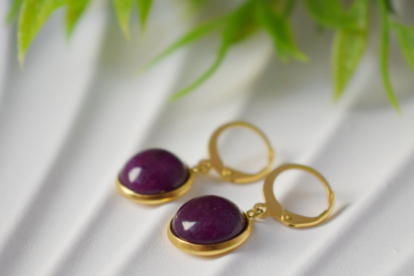 Red Jade Earrings, Wine Red Gemstone Dangles, Burgundy Jewelry, Gift For Her