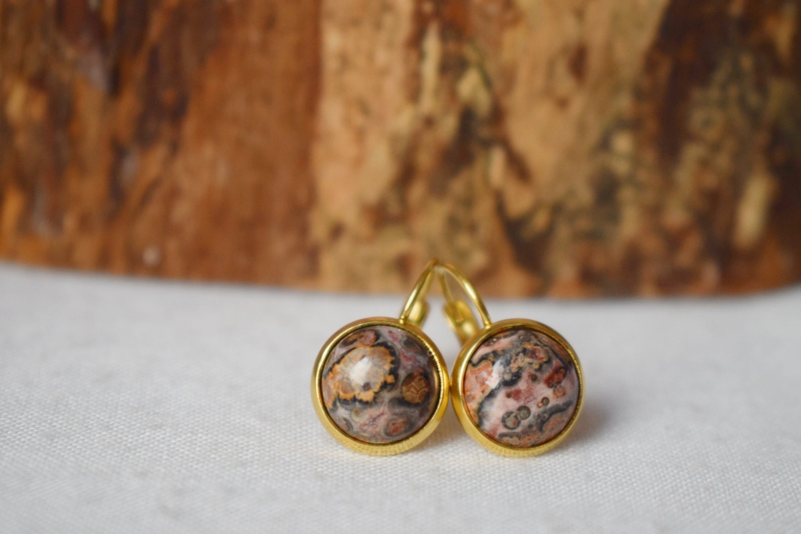 Leopard Skin Jasper Earrings, Dangle Gemstone jewelry, Gift for women