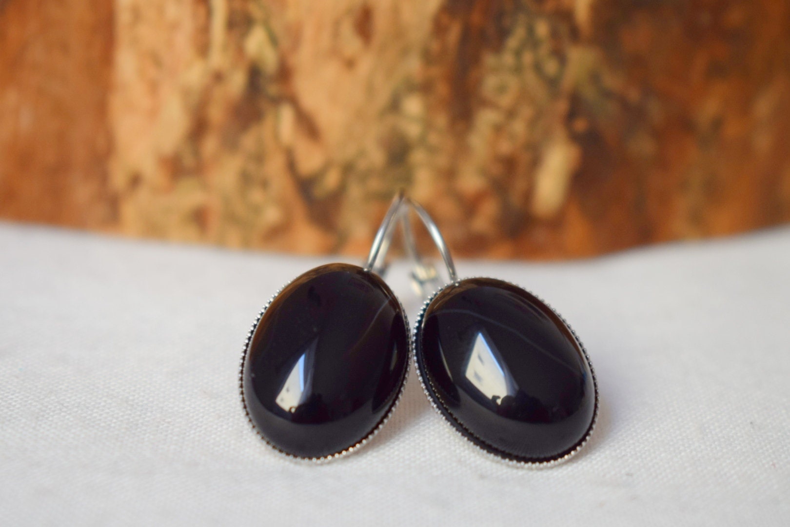 Black agate necklace, Gemstone statement jewelry, Gift for her