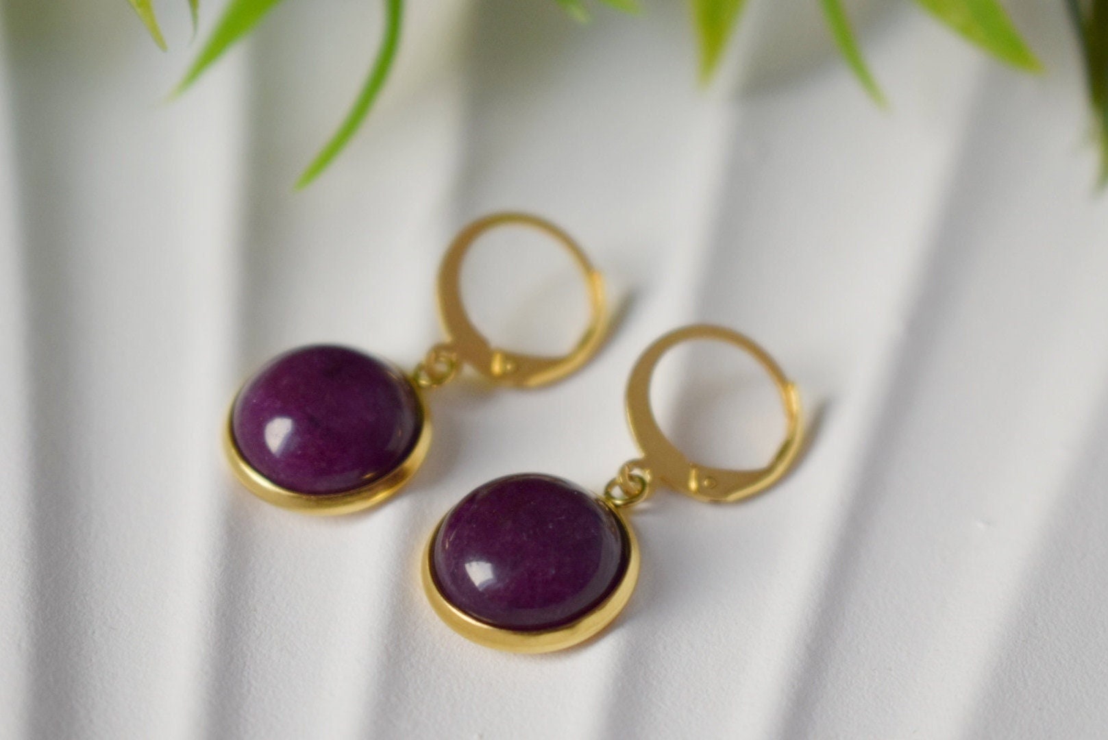 Red Jade Earrings, Wine Red Gemstone Dangles, Burgundy Jewelry, Gift For Her