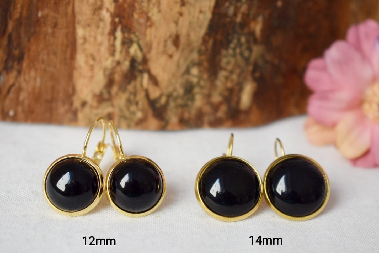 Schwarze Achat Halskette, Edelstein Anhänger, 18k vergoldete Edelstahl Stein Halskette für Frauen, Gothic Schmuck, Geschenk für Sie