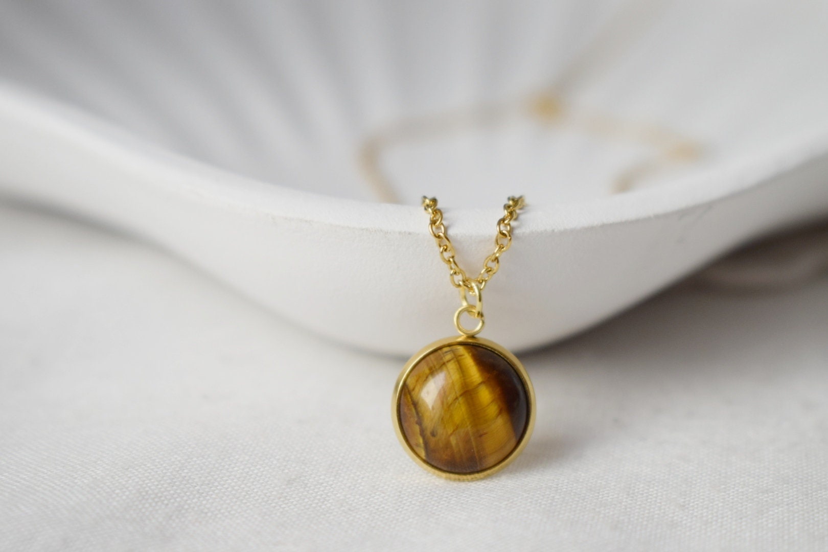 Golden Tiger Eye Stud Earrings, 18k Gold Plated Gemstone Jewelry
