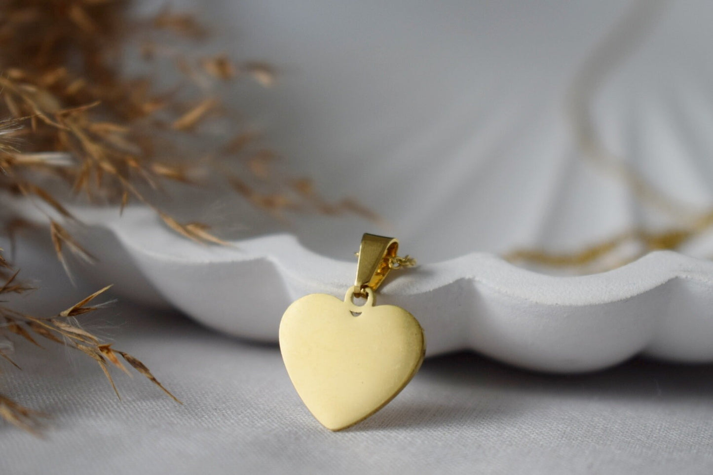 Heart Necklace, Gold Plated Stainless steel charm necklace, Jewelry gift for girlfriend