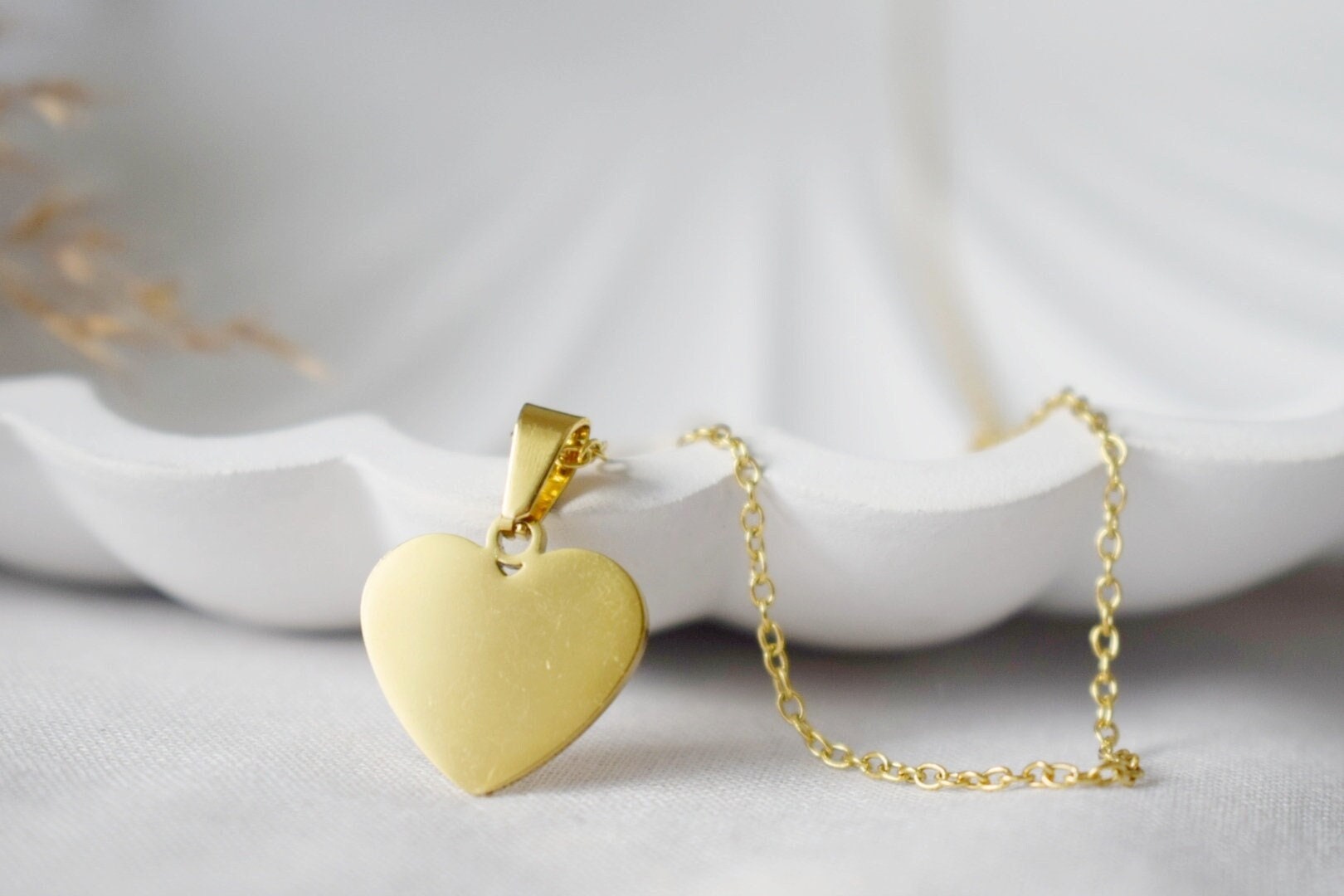 Heart Necklace, Gold Plated Stainless steel charm necklace, Jewelry gift for girlfriend