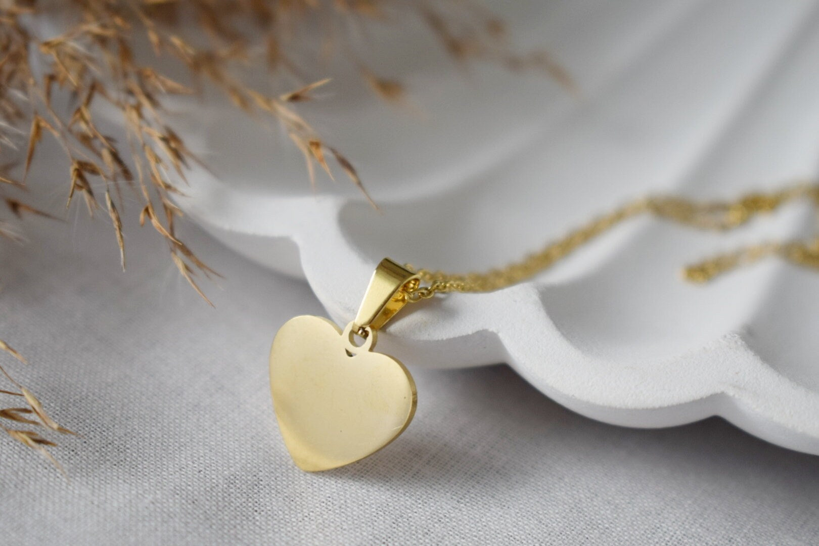 Heart Necklace, Gold Plated Stainless steel charm necklace, Jewelry gift for girlfriend
