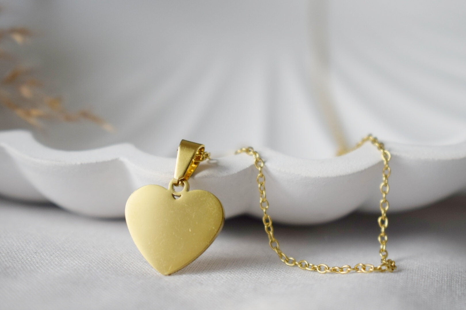 Heart Necklace, Gold Plated Stainless steel charm necklace, Jewelry gift for girlfriend