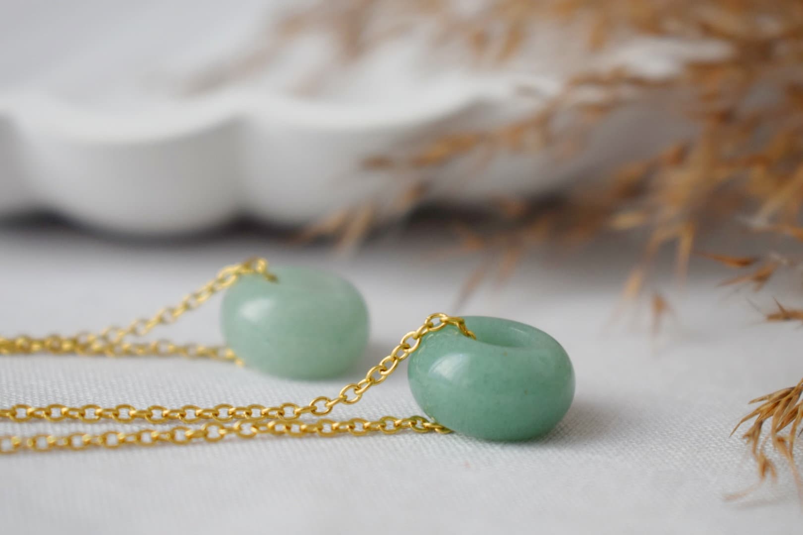 Aventurine Clip On Earrings: Gold Plated Stainless Steel Jewelry