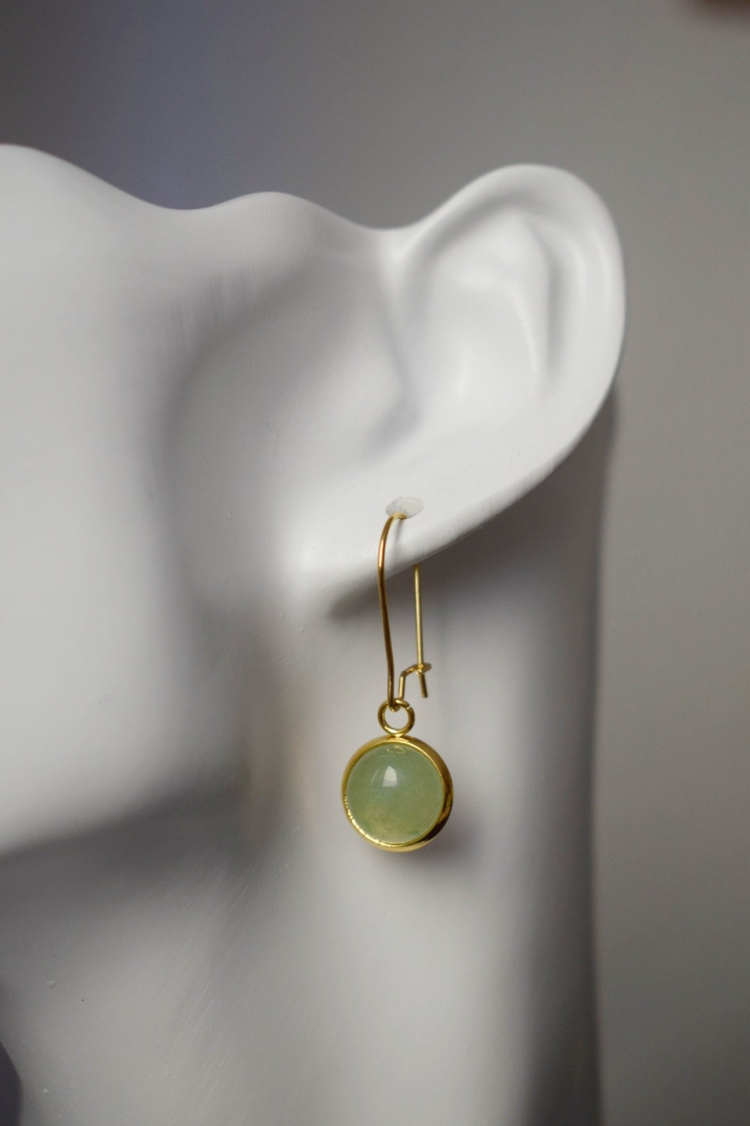 Grüne Aventurin Ohrringe, Edelstein Anhänger Ohrringe, Creolen mit Stein, Hängende Ohrringe, Aventurin Gold Schmuck, Geschenk sie