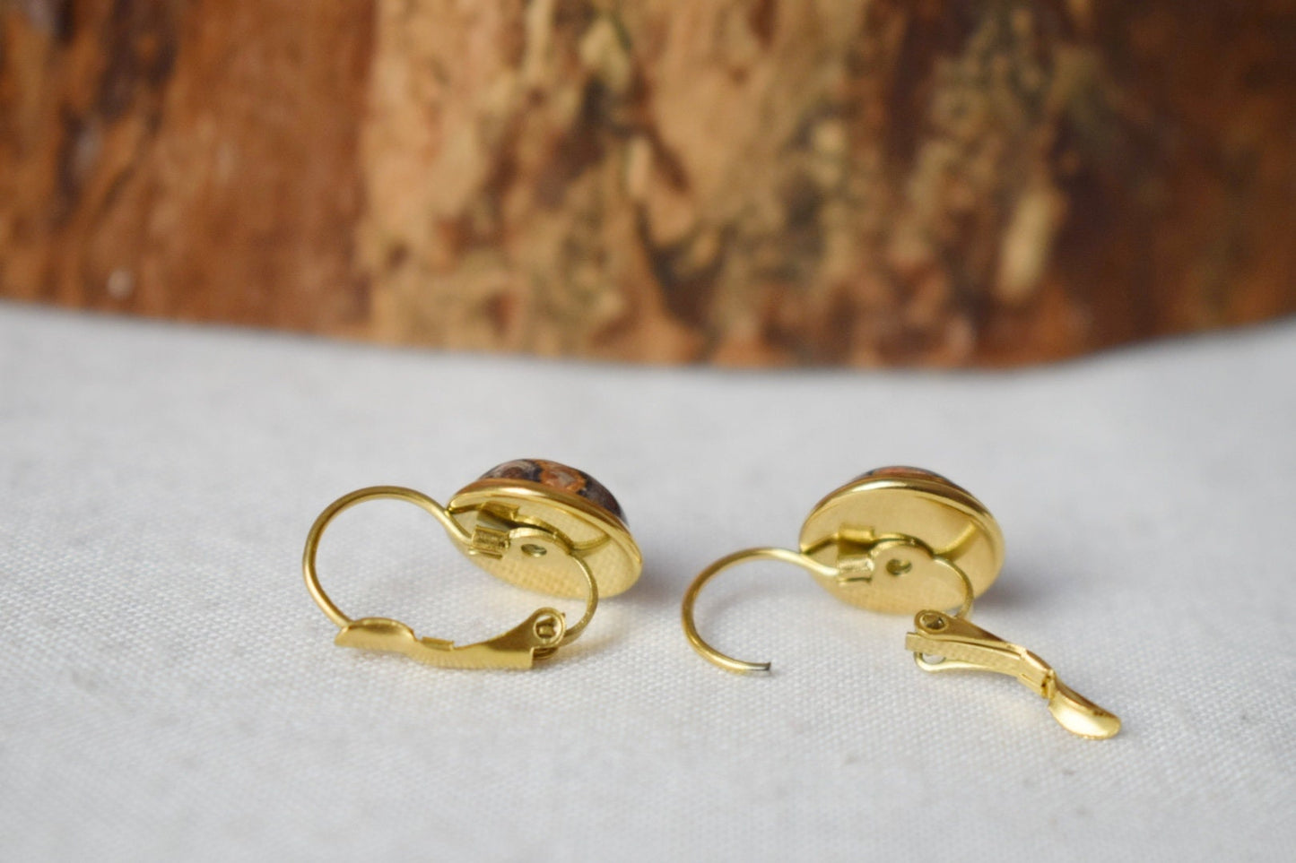 Graue Achat Ohrringe, Edelstein Ohrringe, 18k vergoldete Edelstahl Ohrringe, handgefertigter Schmuck, Valentinstag Geschenk für Sie