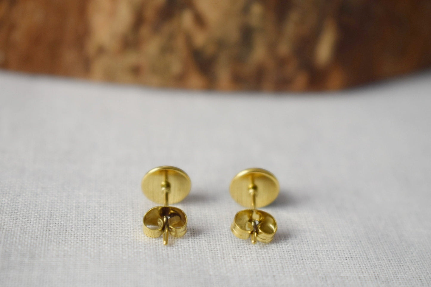 Mini turquoise stud earrings, 18k Gold plated 6mm earrings, Gemstone, Blue gold, Minimalist, Small, Post earrings for women, Gift Jewelry