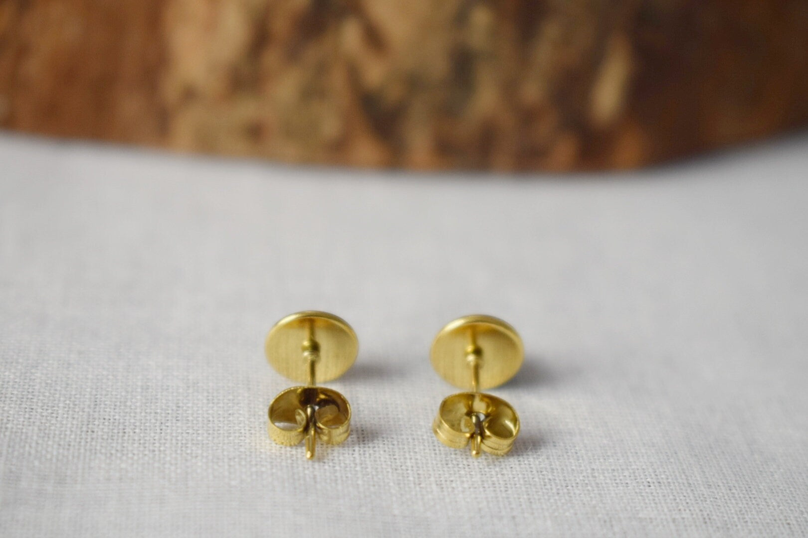 Small Turquoise Stud Earrings: 18k Gold Plated Stainless Steel