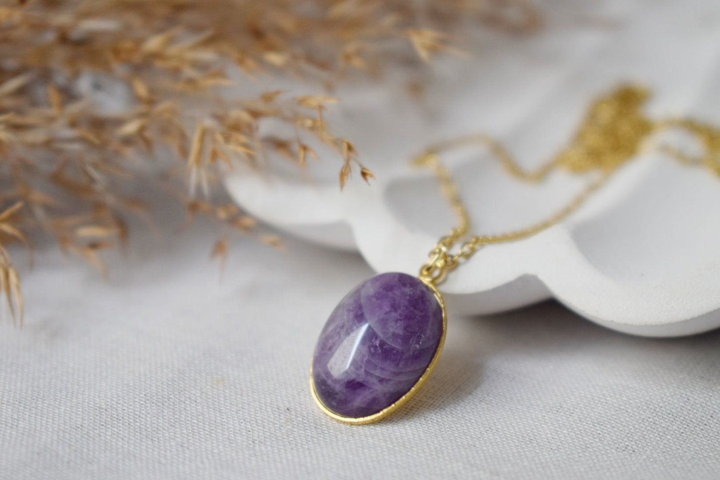 Amethyst pendant necklace, Gemstone Purple stone, February birthstone jewelry