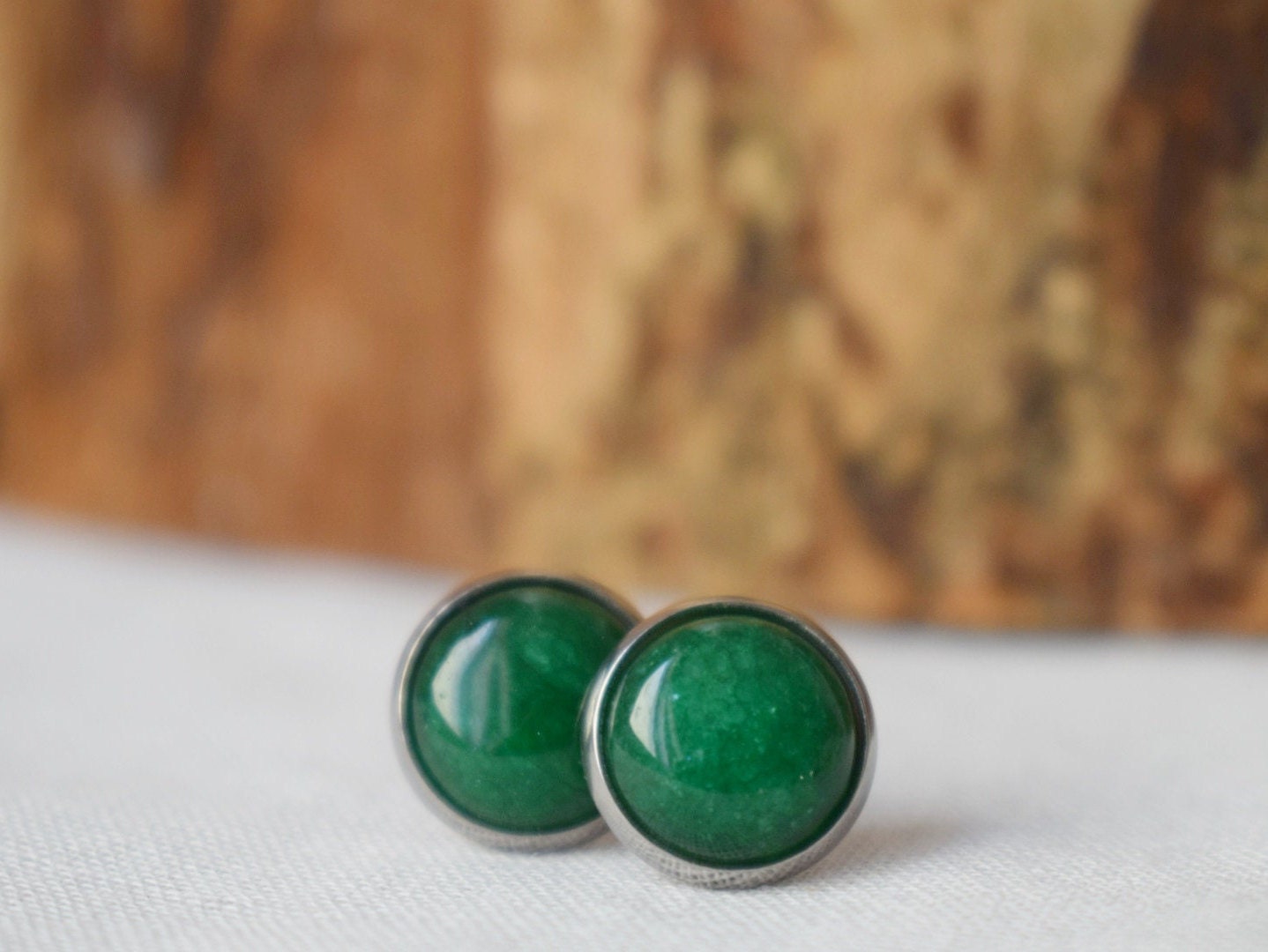 Green Jade Stud Earrings, Minimalist Earrings, Gemstone Earrings, lightweight earrings, Jewelry gift for her