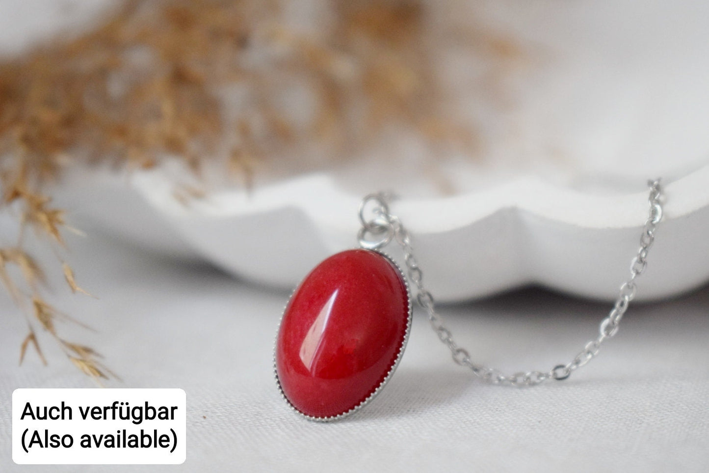 Rote Jade Ohrringe, Edelstein Ohrringe, Ovaler Anhänger, Roter Stein, Statement Hängeohrringe, Edelstahl, Schmuck Geschenk für sie