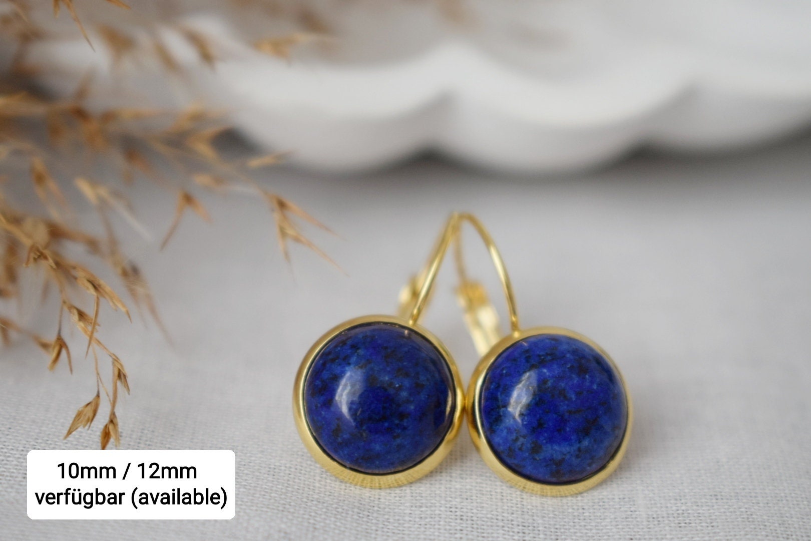 Lapis Lazuli Dangle Earrings, Blue Gemstone 18k Gold Plated Lever backs, September Birthstone Jewelry