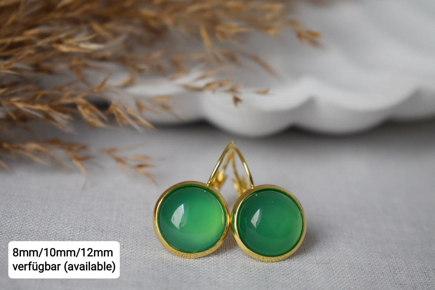 Grüne Achat Ohrringe, Edelstein Ohrringe, Hellgrüne Ohrringe mit Hebelverschluss, Handgefertigter Schmuck, Muttertagsgeschenk