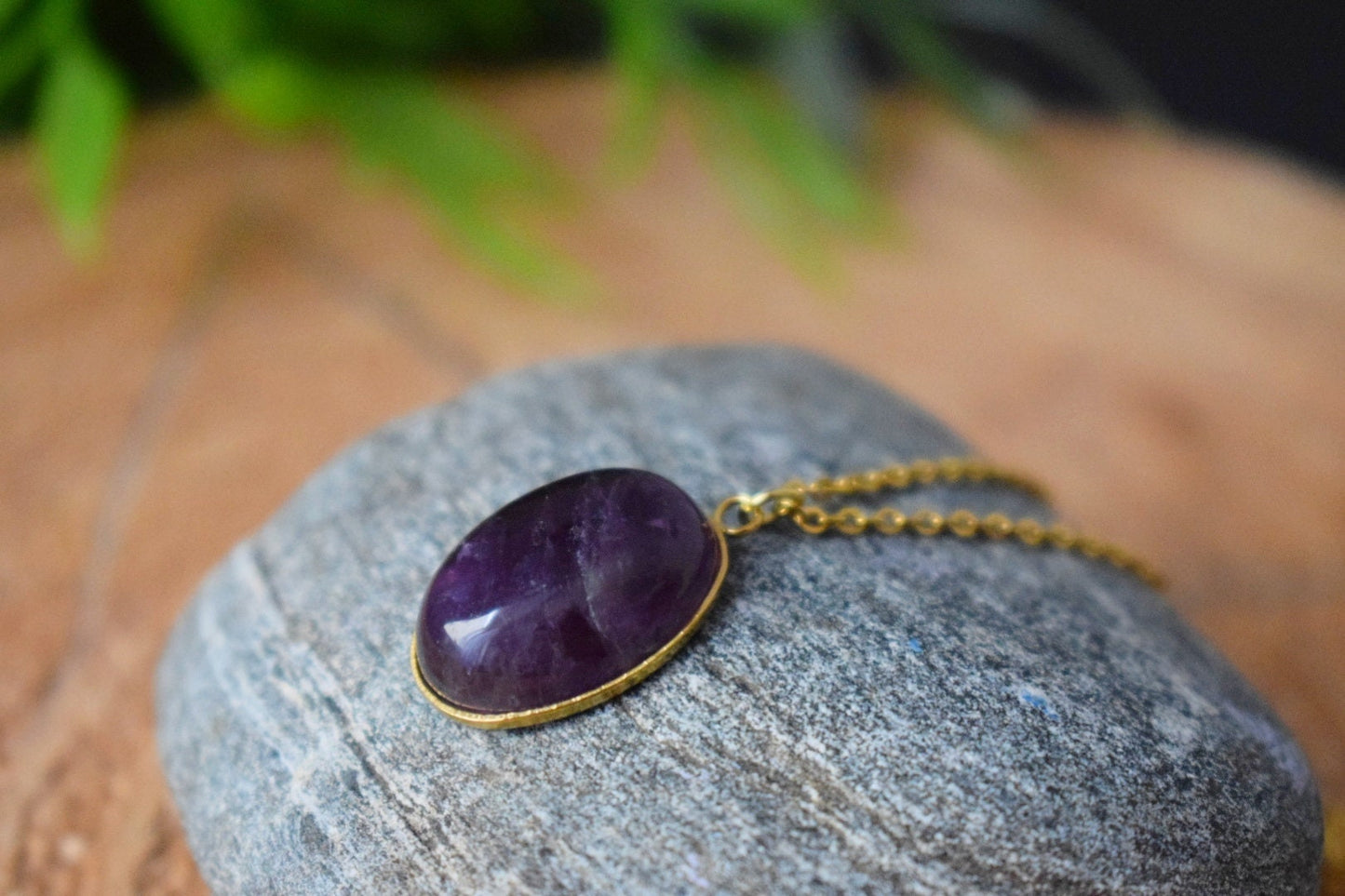 Amethyst pendant necklace, Gemstone Purple stone, February birthstone jewelry