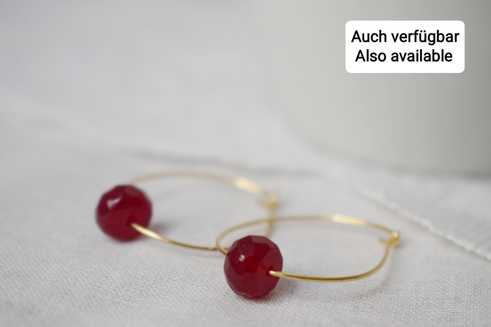 Black Jade Hoop Earrings: 18k Gold Plated Stainless Steel, Minimalist Jewelry
