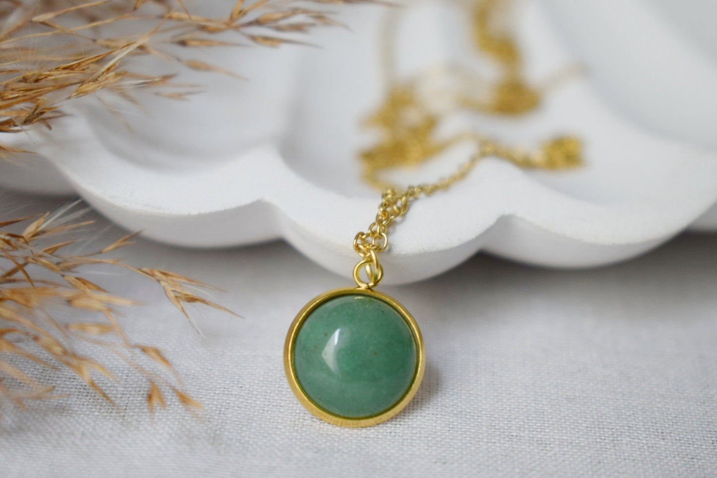 Aventurine Clip On Earrings: Gold Plated Stainless Steel Jewelry