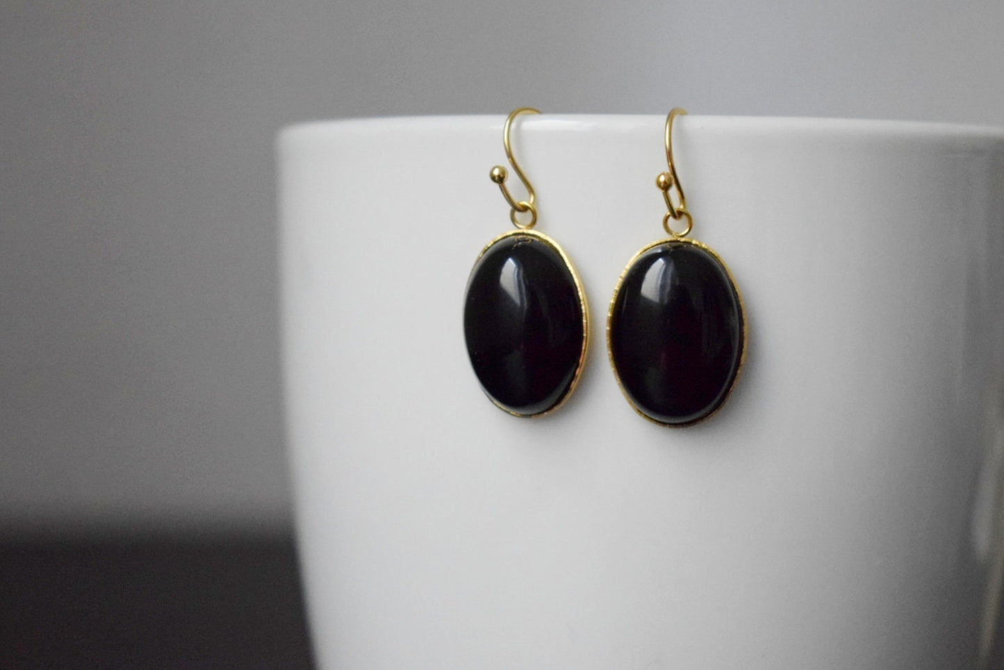 Black agate necklace, Gemstone statement jewelry, Gift for her