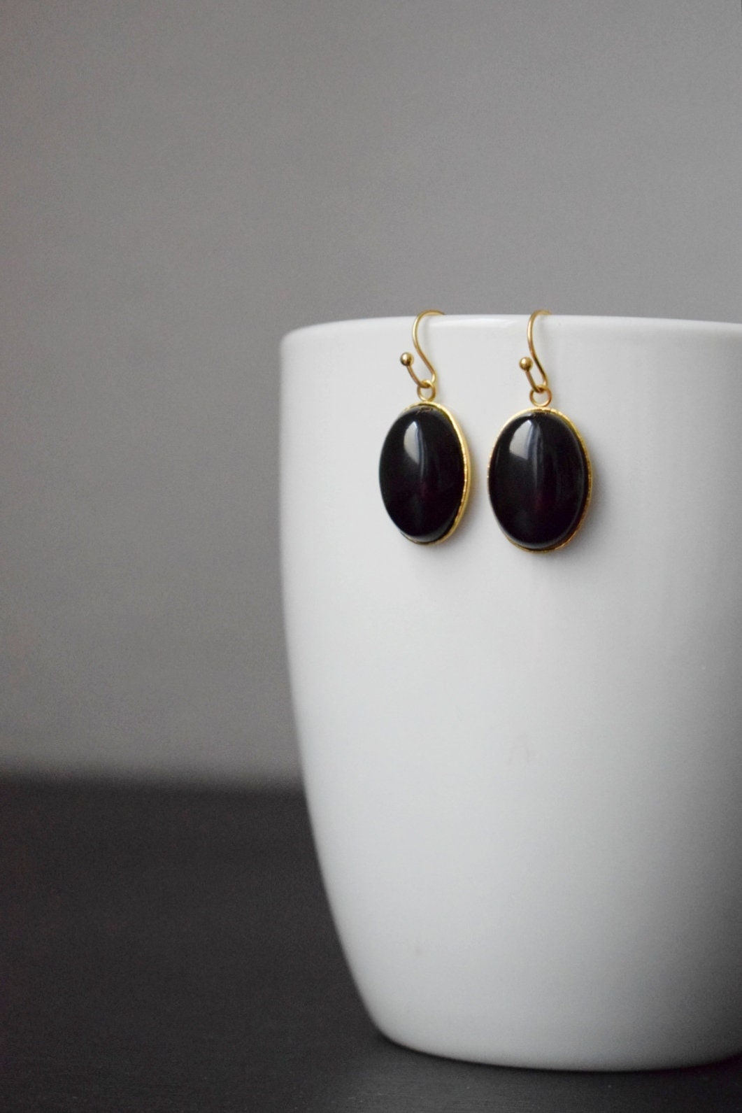 Black agate necklace, Gemstone statement jewelry, Gift for her