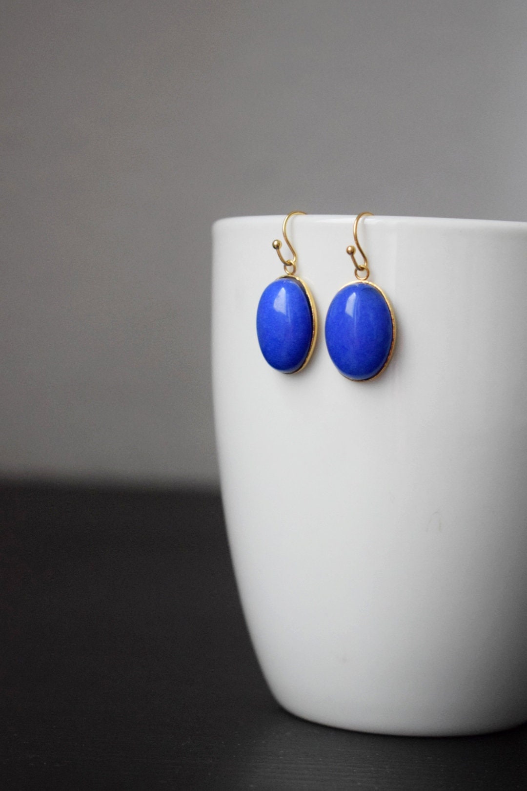 Blue Jade Dangle Earrings: Gemstone Earrings, Jewelry Gift For Her