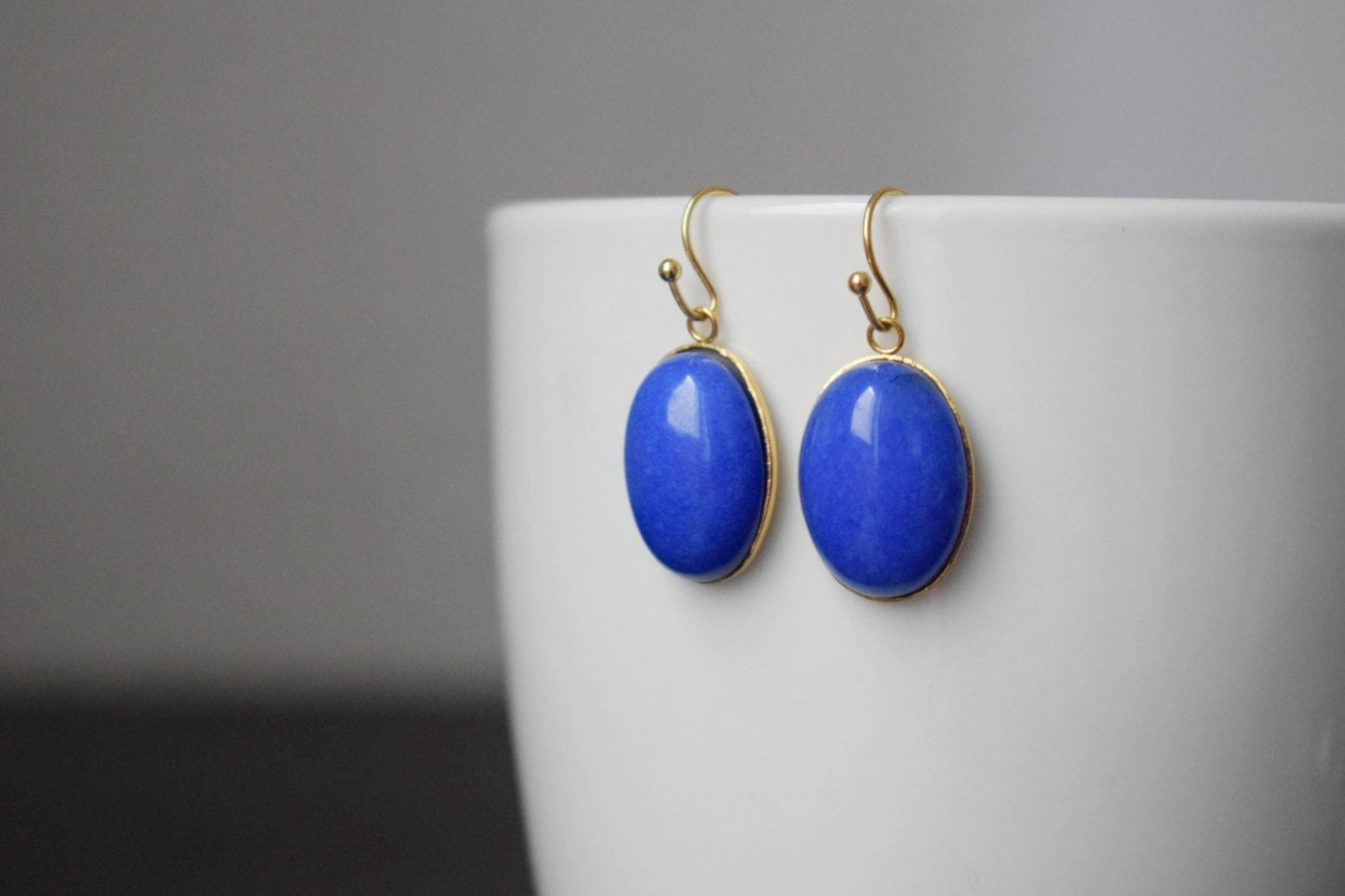 Blue Jade Dangle Earrings: Gemstone Earrings, Jewelry Gift For Her