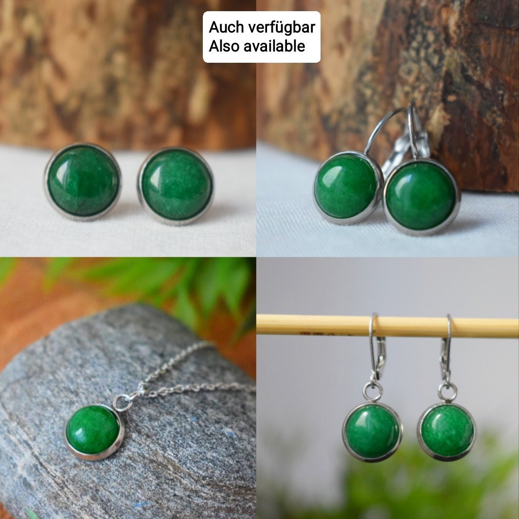 Green Jade Ring: Stainless Steel Adjustable Statement Jewelry