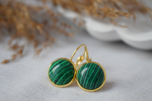 Malachite Dangle Earrings, Green Gemstone Jewelry, Gift For Her
