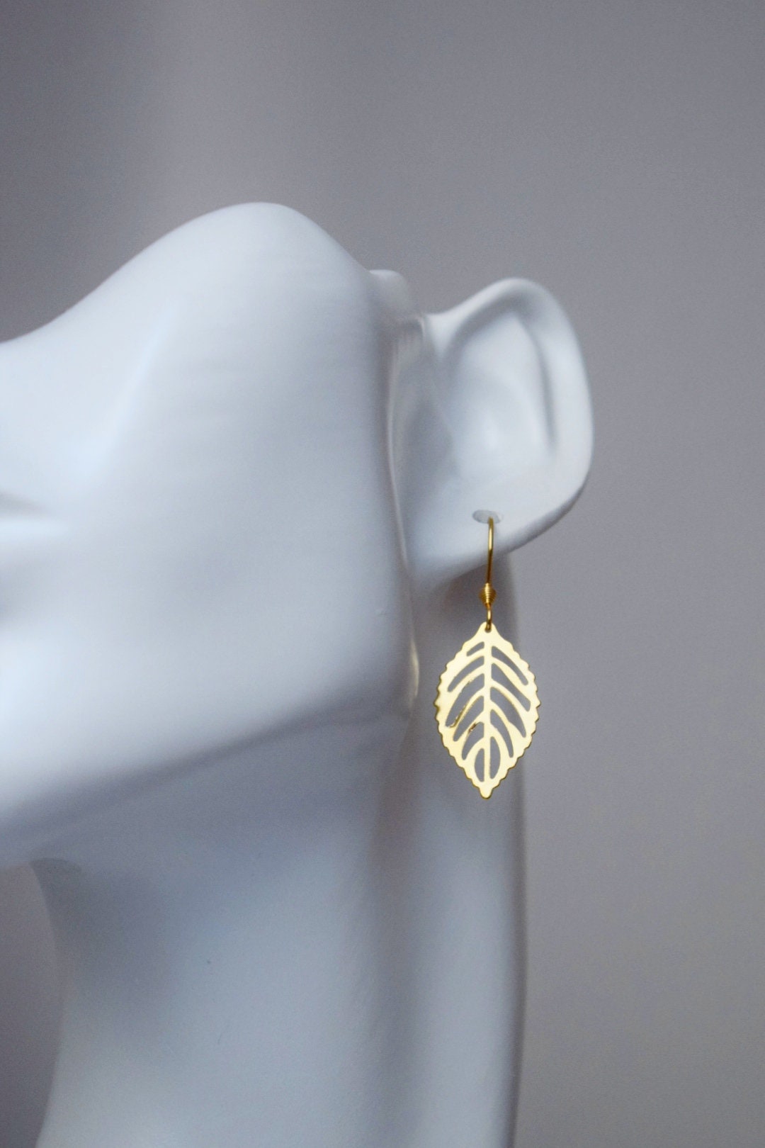 Gold Teardrop Leaf Earrings: 18k Plated Stainless Steel, Minimalist Charm