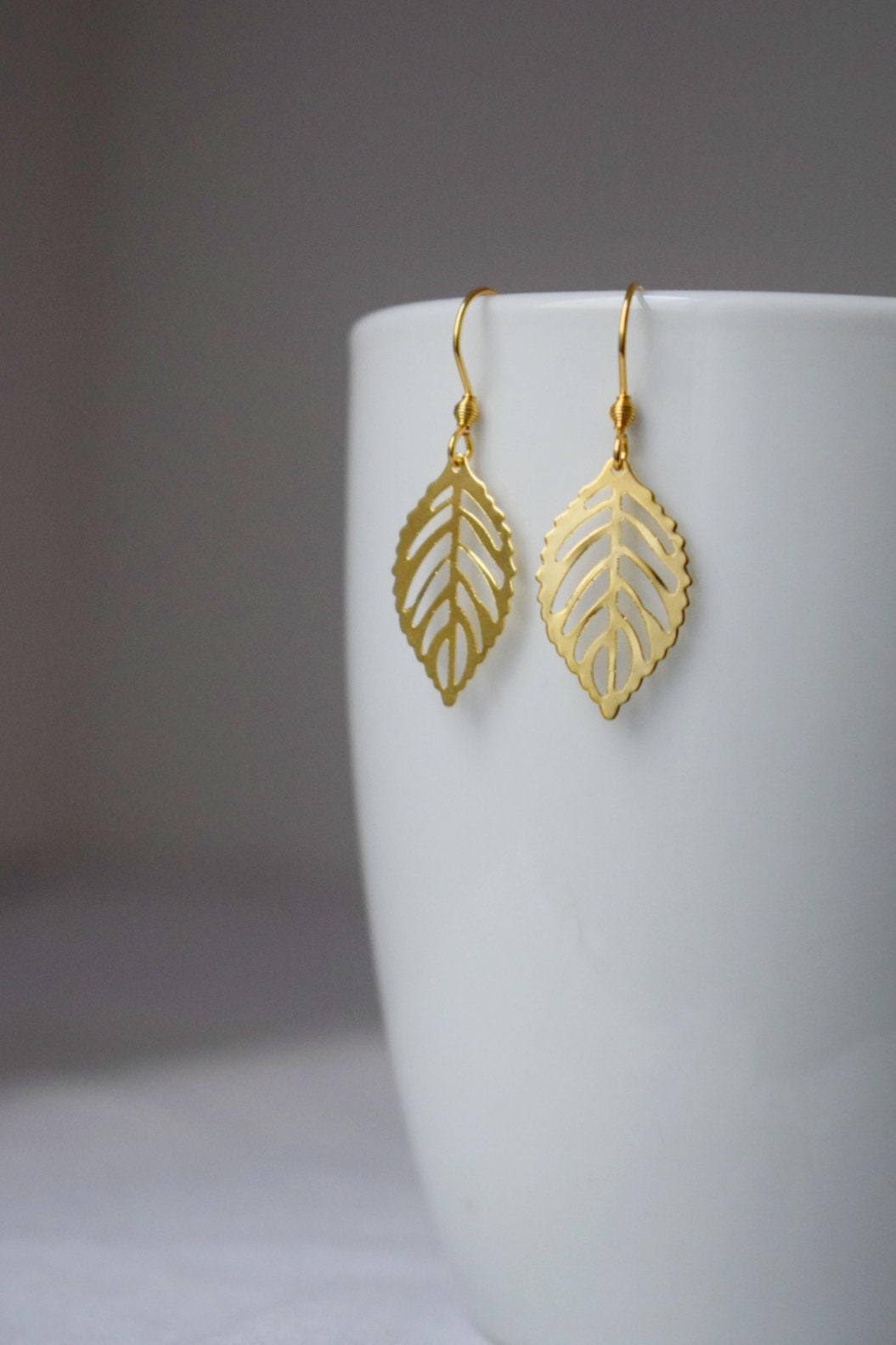 Gold Teardrop Leaf Earrings: 18k Plated Stainless Steel, Minimalist Charm