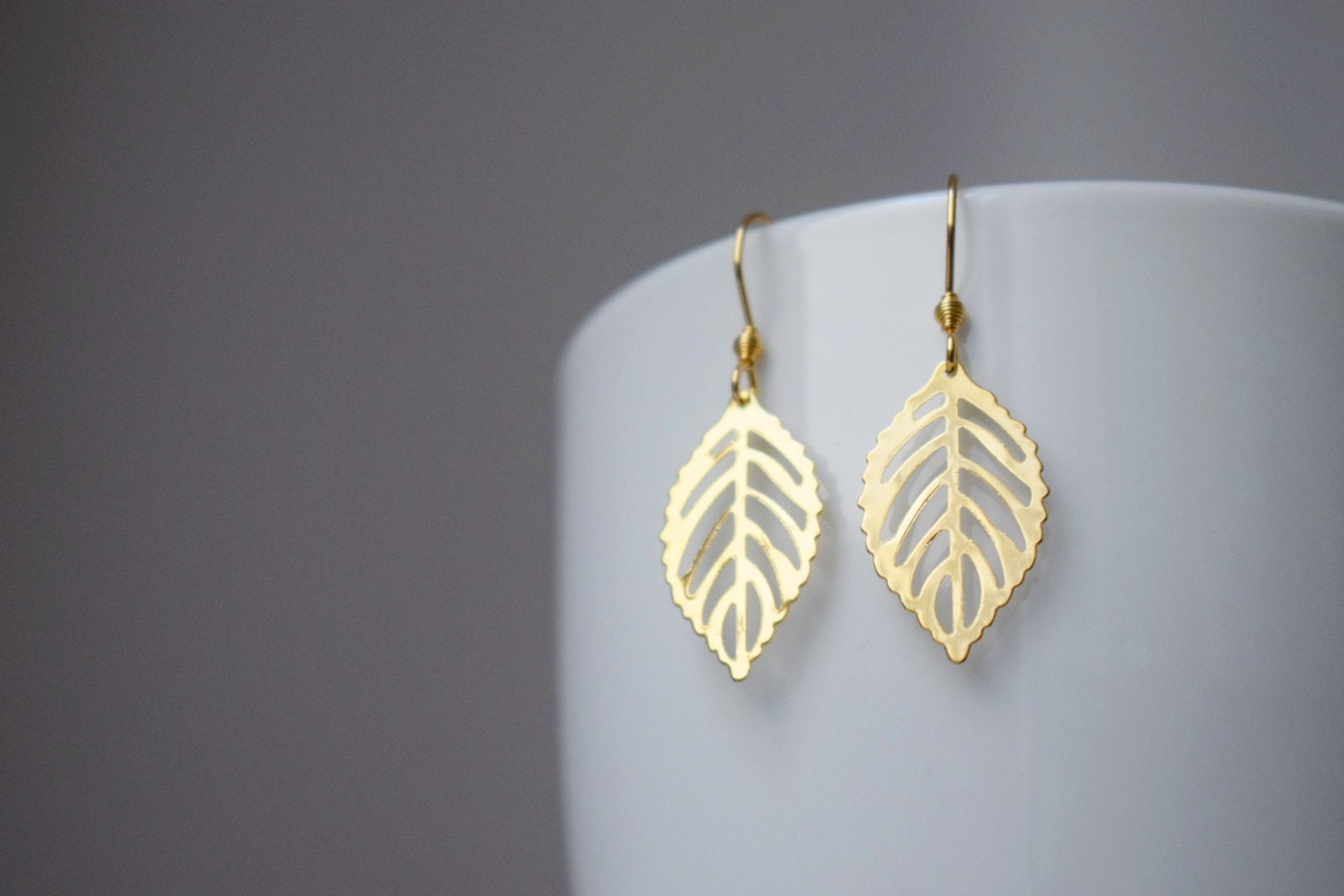 Gold Teardrop Leaf Earrings: 18k Plated Stainless Steel, Minimalist Charm