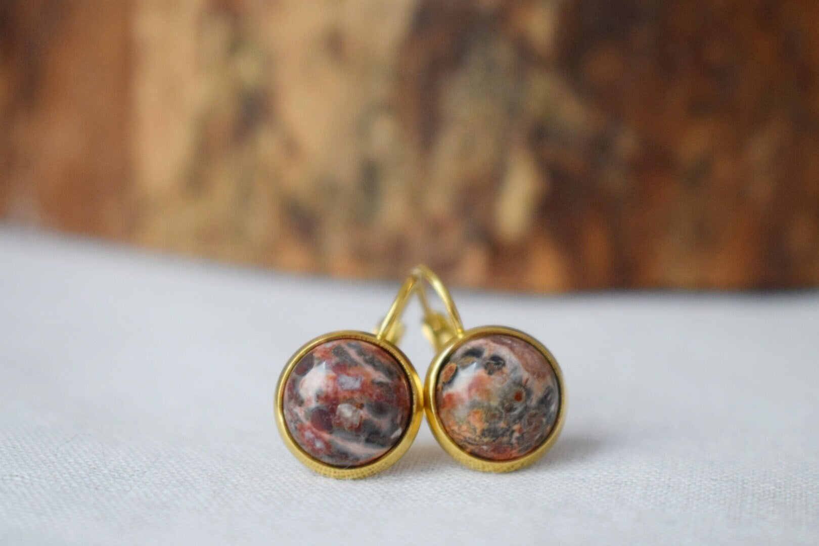 Leopard Skin Jasper Earrings, Dangle Gemstone jewelry, Gift for women