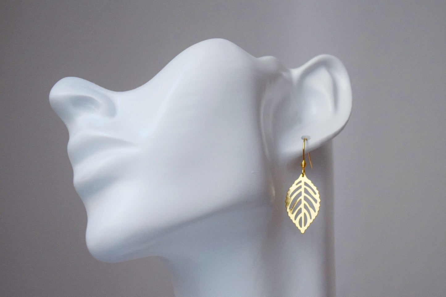Gold Teardrop Leaf Earrings: 18k Plated Stainless Steel, Minimalist Charm