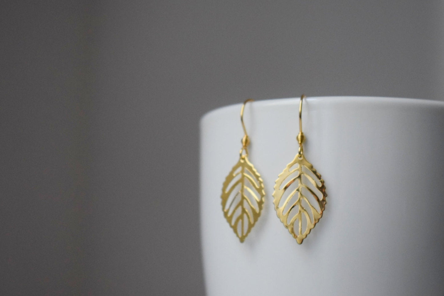 Gold Teardrop Leaf Earrings: 18k Plated Stainless Steel, Minimalist Charm
